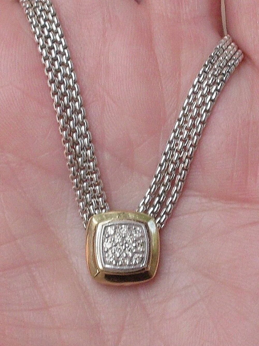 Retired David Yurman Albion Three Chain Albion Diamond Necklace - 18K/925